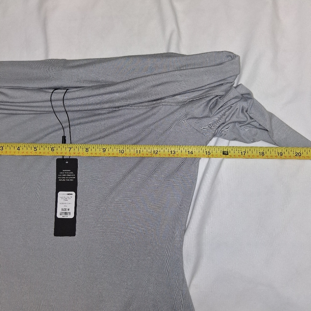 FASHION.NOVA NEW woman Size M Elegant Gray Off-Shoulder Dress - Picture 14 of 15